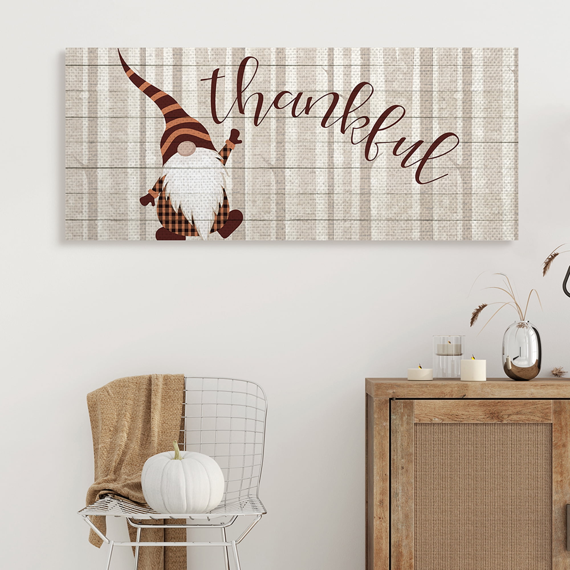 Stupell Industries Thankful Harvest Forest Gnome Elf-Like Creature Fairy Tales & Fantasy Painting Gallery Wrapped Canvas Art Print Wall Art, 17 x 40