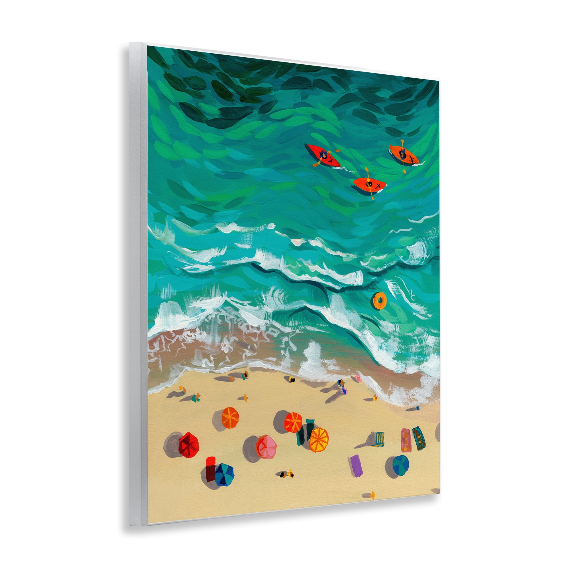 Stupell Industries Three Kayaks in Turquoise Waves Wall Plaque Art, design by Brook Page
