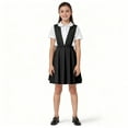 thumbnail image 6 of mgoYE Flower Girl Dress Girls' School Uniform Dress V-Neck Jumper Dress Pull-on Skirt Stretchy Flared Overall Dress(Black,3-4 Years), 6 of 9