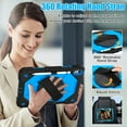 thumbnail image 4 of 360 Rotating Kickstand Case for iPad 10th Gen 10.9" 2022, Silicone Rubber with Pencil Holder Kickstand Hand Strap and Shoulder Strap Rugged for iPad 10th Gen Gen 10.9" 2022, black+blue, 4 of 9