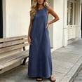 thumbnail image 6 of Fewfanhot Summer Dresses for Women Sleeveless Crewneck Maxi Long Vest Shift Dress with Pockets, 6 of 7