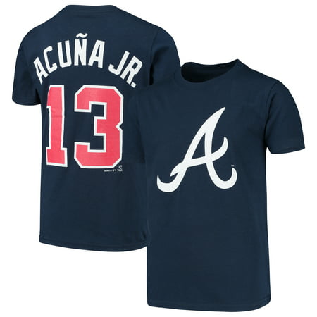 Ronald Acuna Jr. Atlanta Braves Majestic Youth Player Cap Logo Name & Number T-Shirt -