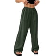 thumbnail image 5 of Women's Boho Wide Leg Linen Pants Drawstring Waist Casual Loose Vacation Trousers, M, 5 of 5