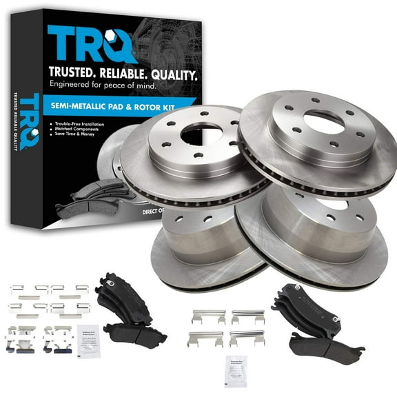 TRQ Brake Pad & Rotor Kit Metallic Front & Rear Fits Select Cadillac Chevy GMC