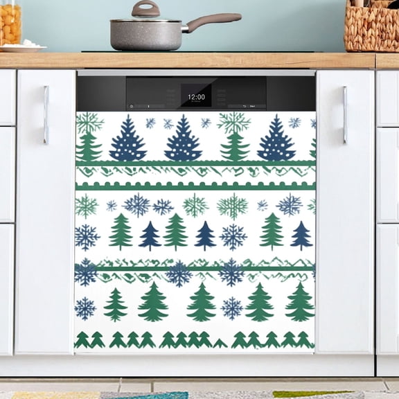 Ryvnso Winter Christmas Trees Dishwasher Magnetic Refrigerator Magnet Cover Kitchen Home Decorative 23"x26"