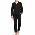 thumbnail image 2 of Samdudou Mens Pajamas Set Long Sleeve Button Down Sleepwear Classic Notch Collar Solid Two Piece Lounge Suit Pjs for Home Working Remote and Weekend Resting Time, 2 of 9