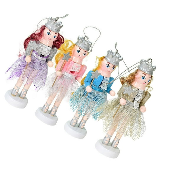 OFFIGAM 4Pcs Natural Wood Nutcracker Pendant Assorted Color Indoor Decor for Women Collectors