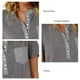 thumbnail image 3 of Camiseta con cuello redondo para mujer, camiseta de manga corta con bloques de color y cuello redondo, color gris oscuro XXL, 3 of 6