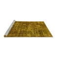 thumbnail image 2 of Ahgly Company Machine Washable Indoor Round Oriental Yellow Industrial Area Rugs, 4' Round, 2 of 4