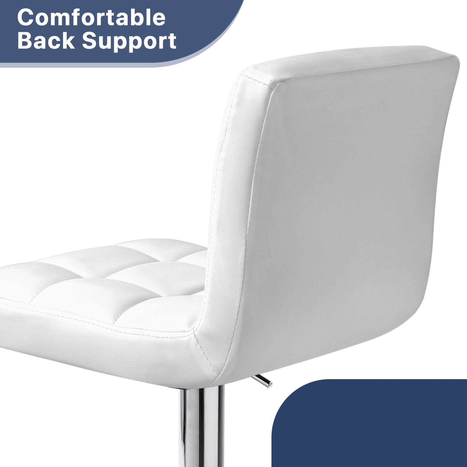 MoNiBloom Counter Height Chair, Modern Kitchen Dinner Faux Leather Barstools with Backrest Set of 2, White