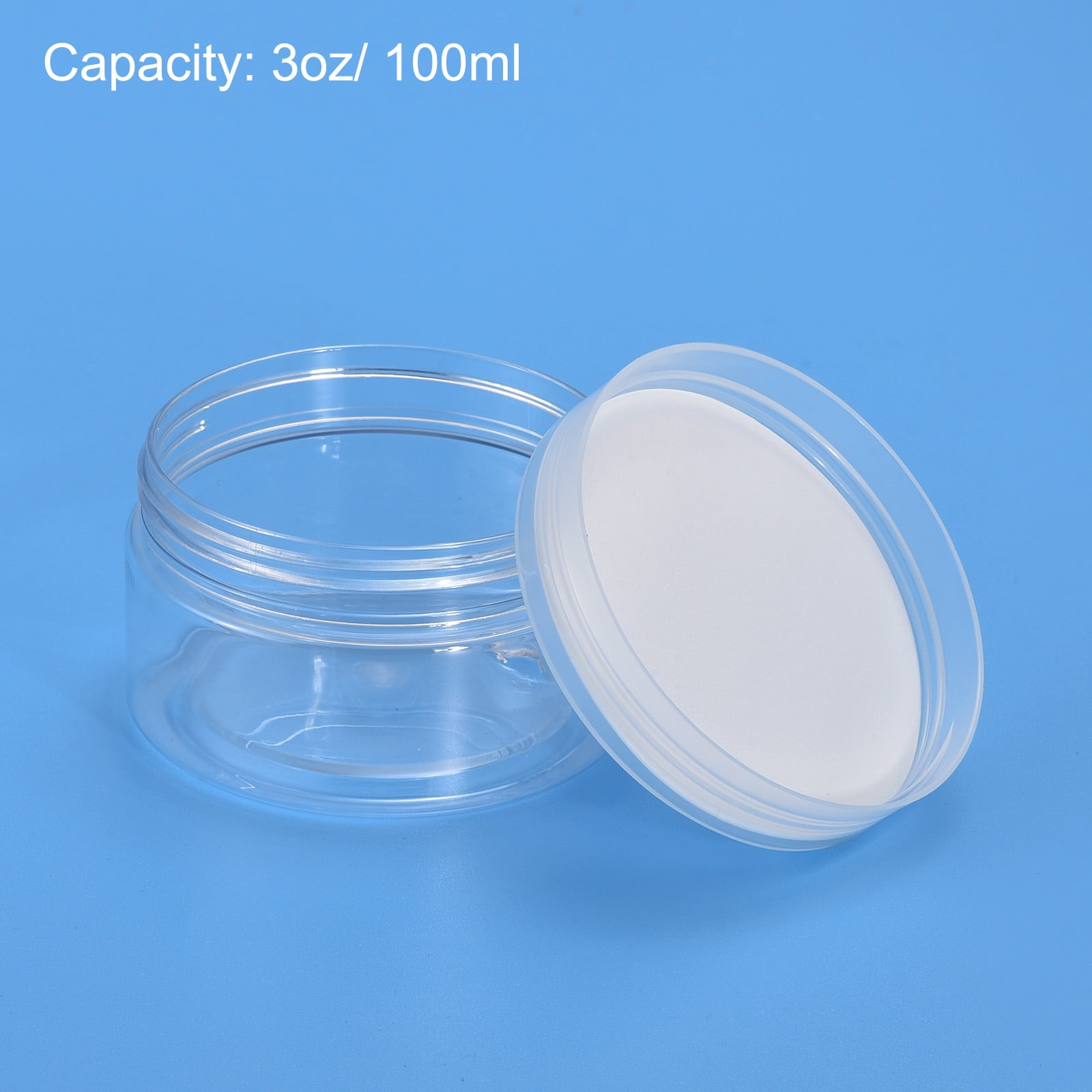 Unique Bargains Round Plastic Screw Top Lids Broad-Mouth Empty Containers 70mm x 43mm 6Pcs