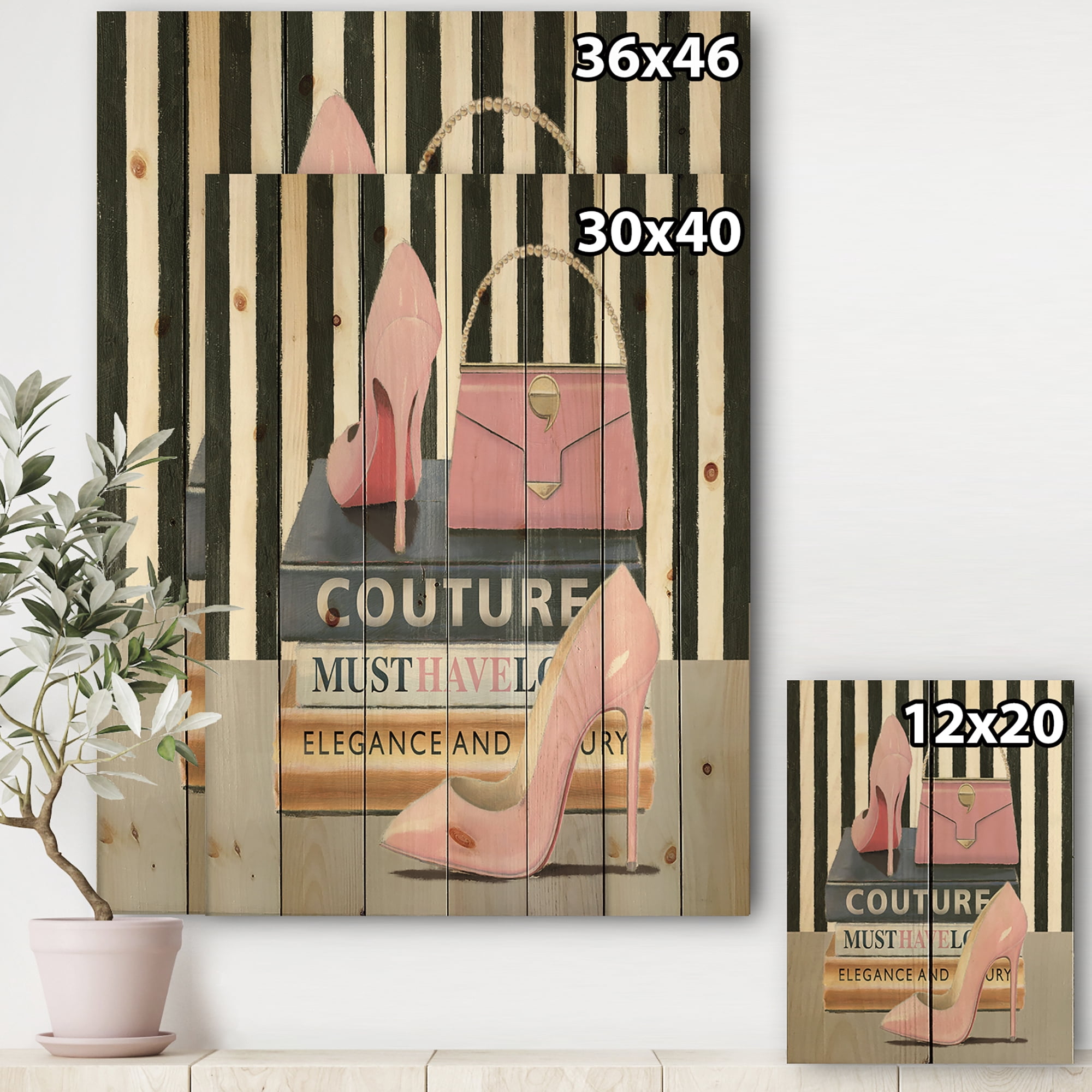 Designart 'Glam and Fashion High Heels VII' Posh & Luxe Print on Natural Pine Wood