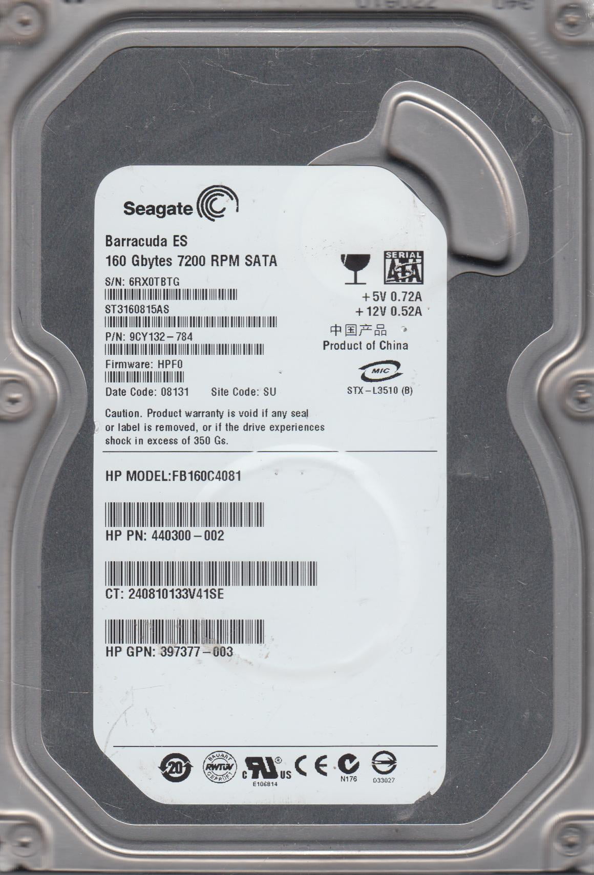 Seagate ST31000520AS, 5900RPM, 3.0Gp/s, 1TB SATA 3.5 HDD - Walmart.com