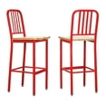 thumbnail image 2 of Linon Fostria 30" High Back Metal Bar Stools, Set of 2, Red/Natural, 2 of 11