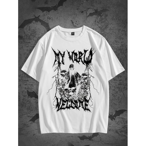 Camiseta transpirable y cómoda con estampado de calavera de rayo de MY WORLD para hombre, nueva camiseta informal de manga corta con cuello redondo para primavera, verano, vacaciones, ropa de regalo.