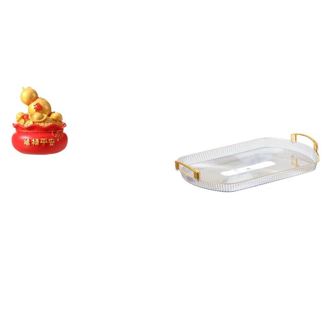 Escultura de escritorio, cuenco de tesoro, estatua Feng Shui, bandeja de almacenamiento para regalo de cumpleaños, bandeja rectangular para servir, or