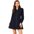 thumbnail image 1 of INSPIRE CHIC Robe-Chemise en Denim pour Femmes à Col en V avec Col Rabattu et Manches Roulées, 1 of 6
