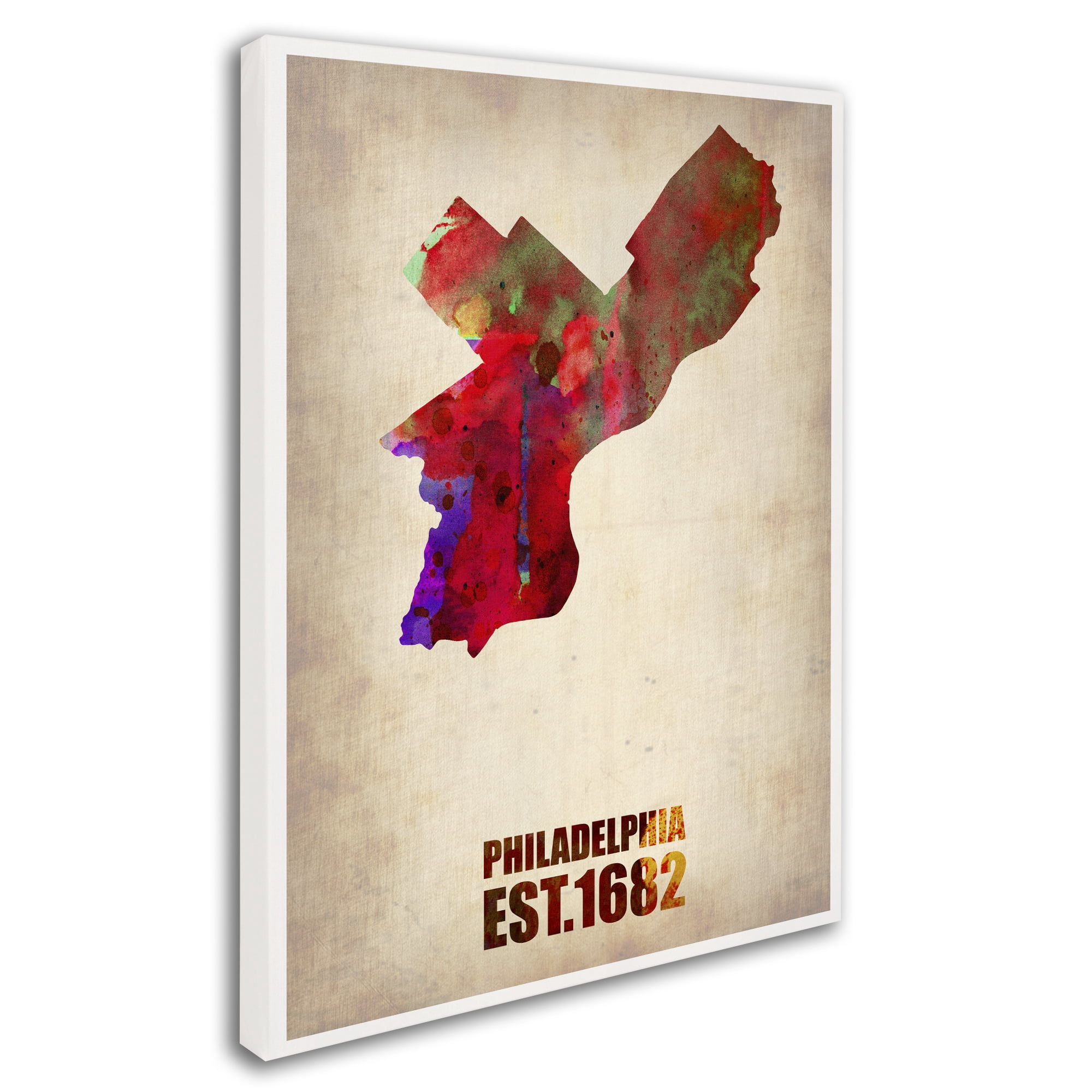 Trademark Fine Art 'Philadelphia Watercolor Map' 18" x 24" Canvas Art (ALI0111-C1824GG)