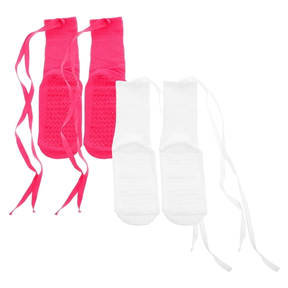WHAMVOX 2 Pairs Cotton Non Slip Socks Women Yoga Socks Pilates Sock Woman Socks Yoga Non Slip Socks Workout Socks Nonskid Socks For Women