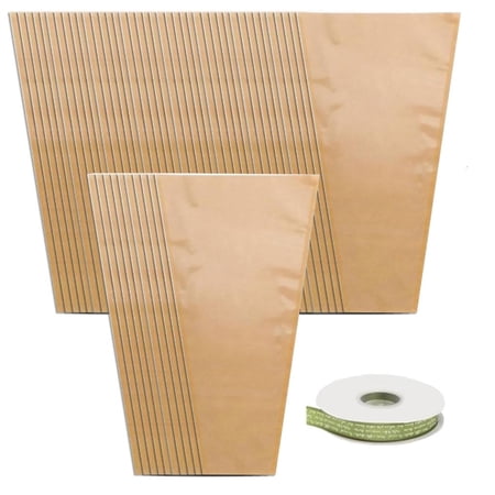 Rvaymup Set of 50 Beautiful Brown Paper Floral Wrapping Bags for Unique Gift Packaging