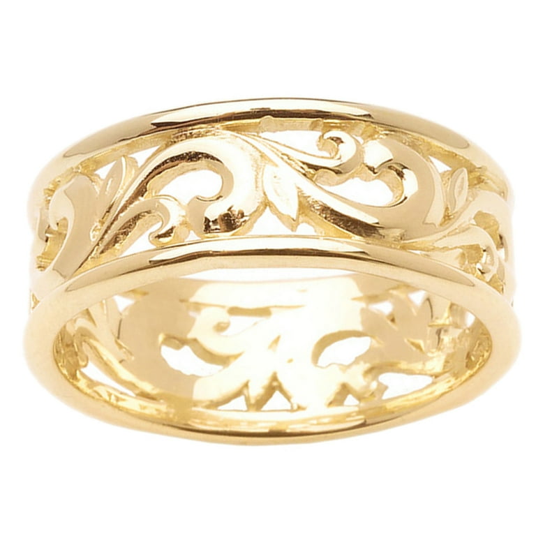 Men s 14K Yellow Gold 8.5mm Leave Design Comfort Fit Wedding Band