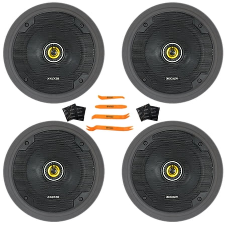 4x Kicker CSC65 CS Series 6.5 300 Watt Max Power 4 Ohm 2-Way Coaxial Car Audio Speakers 4x Speaker Sound Deadening Material For Car Speakers 4x 6.5 Adjustable Speaker Baffle Pry Tool Set