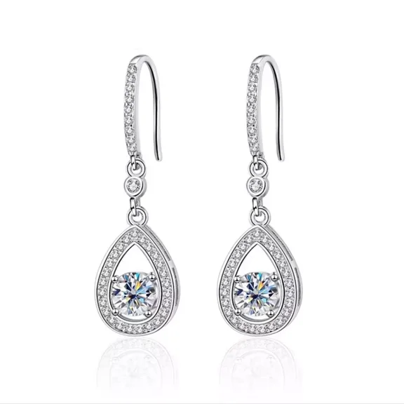 3 ct Round cut certified Moissanite Women Drop Earrings 925 Sterling Silver