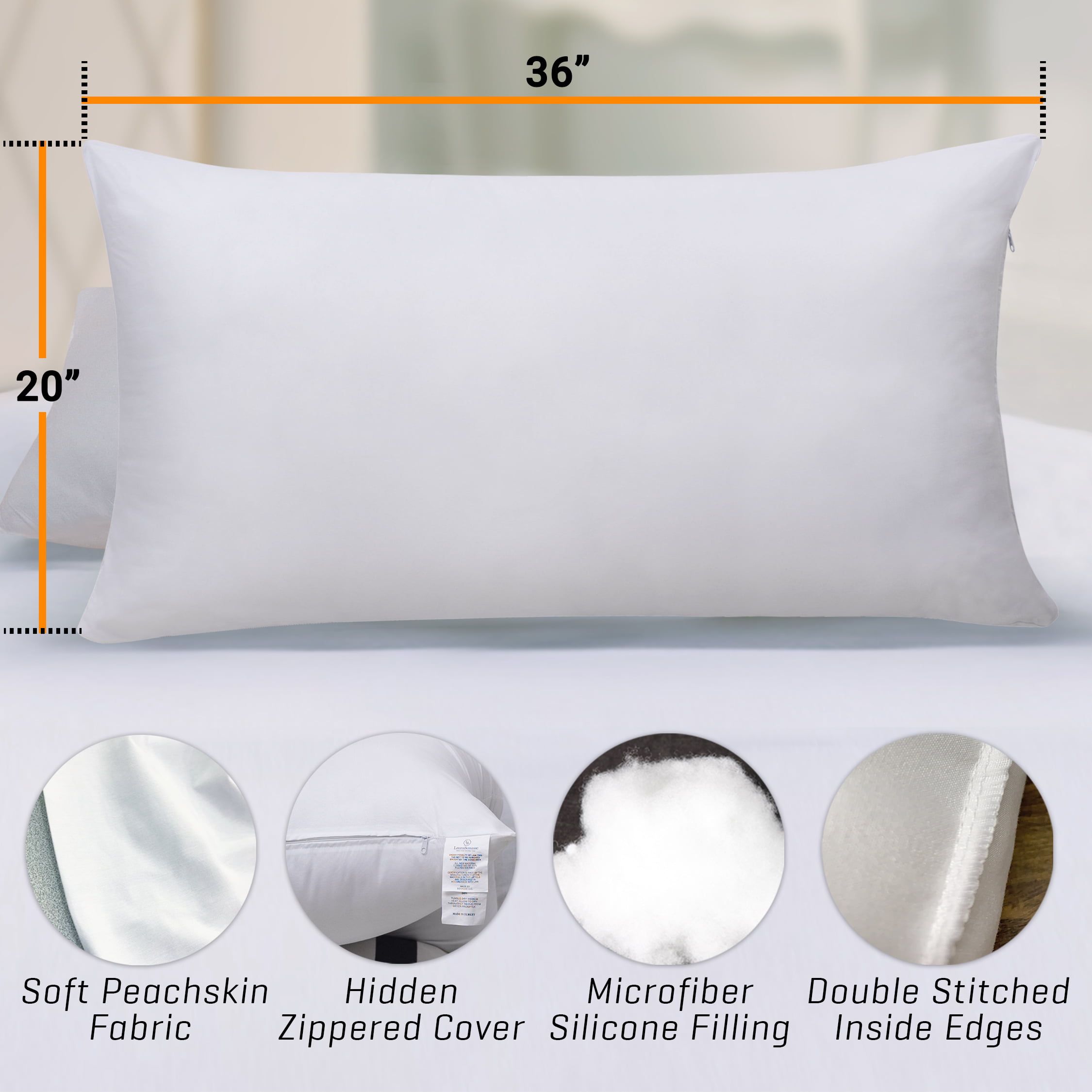  ROKDUK Bed Pillow Standard Size Set of 4 Pack, Luxury Hotel Collection  Pillow Inserts for Decor Down Alternative Pillow Supportive & Soft for Side  Back Stomach Sleeper Twin Size, 20x26 in