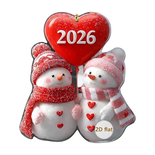 2026 Christmas Snowman 2D Acrylic Car Rearview Mirror Pendant Decoration