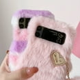 thumbnail image 4 of Dteck for Samsung Galaxy Z Flip 4 Warm Plush Case with Heart Plush Pendant Diamond Cute Case for Girls Women Fluffy Furry Back Slim Shockproof Cover for Galaxy Z Flip 4 5G,Gray, 4 of 5