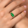 thumbnail image 4 of Gem Stone King 18K Rose Gold Plated Silver Green Nano Emerald Filigree Style 3 Stone Ring for Women (1.55 Cttw, Oval 8X6MM and 6X4MM) (Size 5), 4 of 6