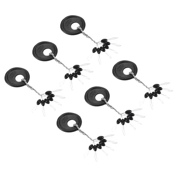 Unique Bargains Fishing Rubber Bobber Beads Stoppers, 300 Pieces 6 in 1 Float Sinker Stops Oval Shape M Size for Fishing Line, Black