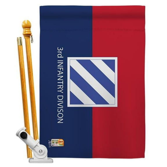 Americana Home & Garden AA-MI-HS-140332-IP-BO-D-US18-AG 28 x 40 in. 3rd Infantry Division Military Impressions Decorative Vertical Double Sided House Flag Set & Pole Bracket Hardware Flag Set