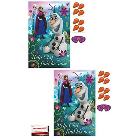 (2 Pack) Disney Frozen Pin The Nose on Olaf Game (Plus Party Planning Checklist by Mikes Super Store)