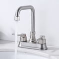 thumbnail image 3 of Wowow 4 in. Centerset Double Handle High Arc Bathroom Faucet with Drain Kit Included in Brushed Nickel, 3 of 8