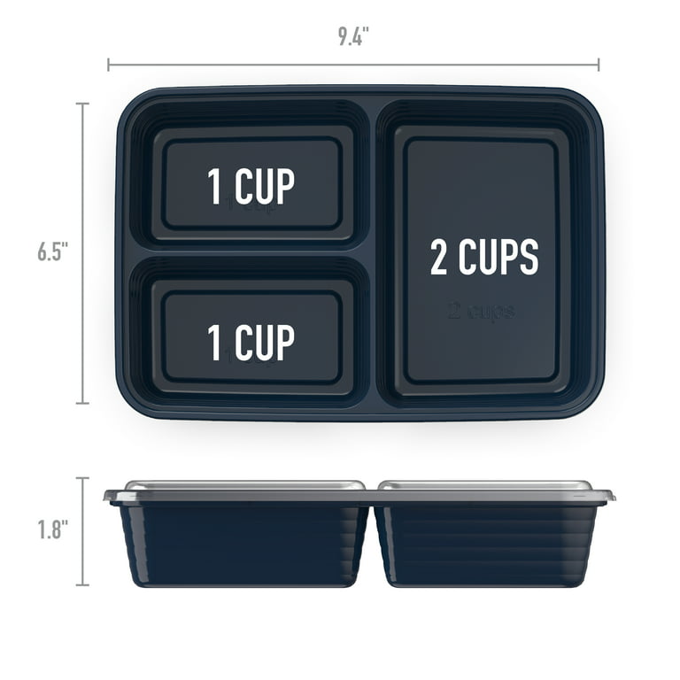 Custom Logo BPA Free Rectangle Portable 3 Compartment Food