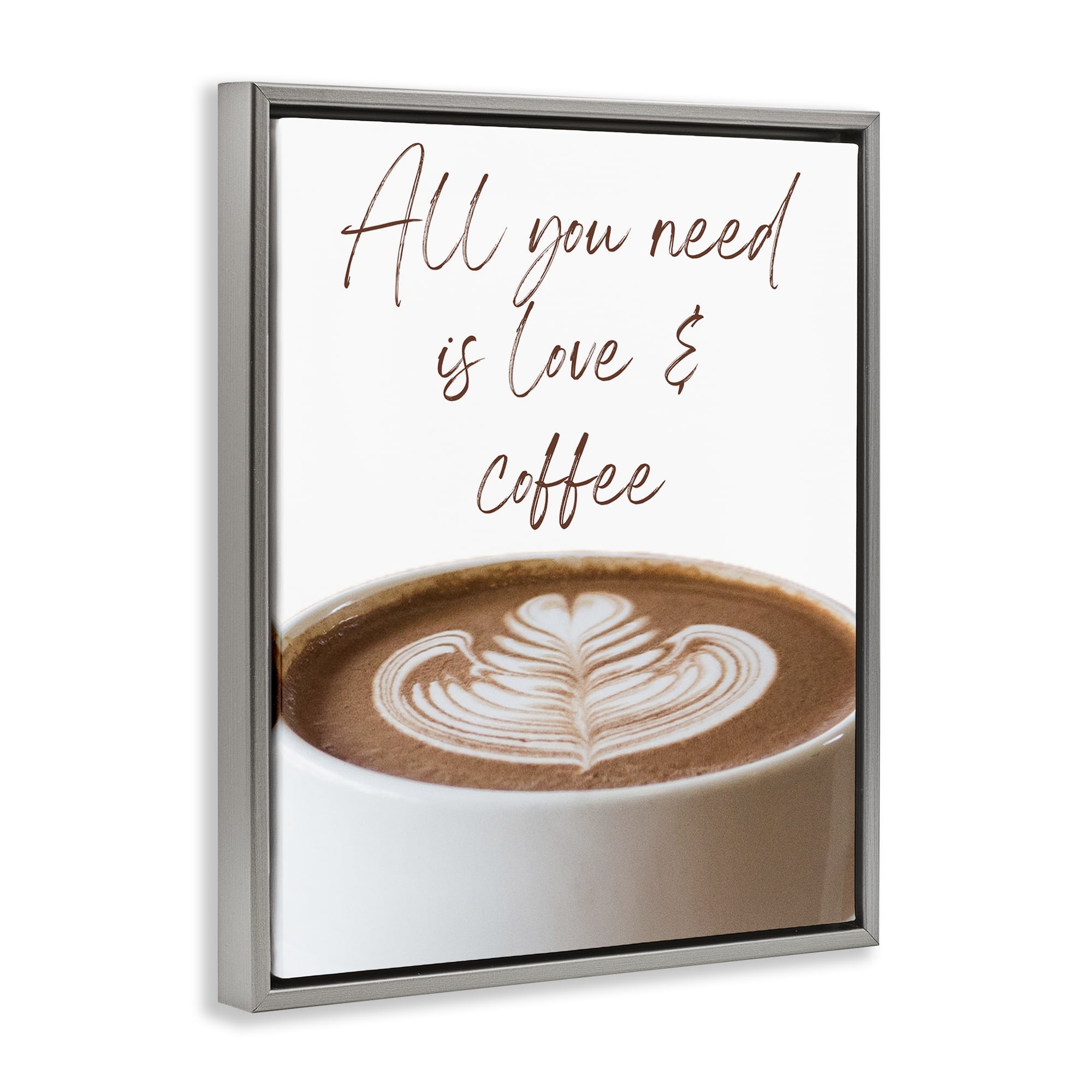 Stupell Industries All You Need Love & Coffee Gray Framed Floater Canvas Wall Art, design by Jesse Keith