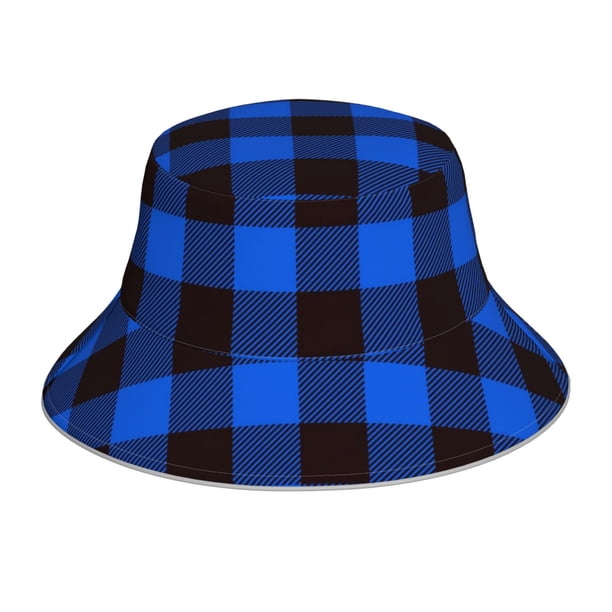 Balery Buffalo Plaid Blue Black Sombreros para el sol para hombre y mujer, sombrero de pescador con UPF 50+