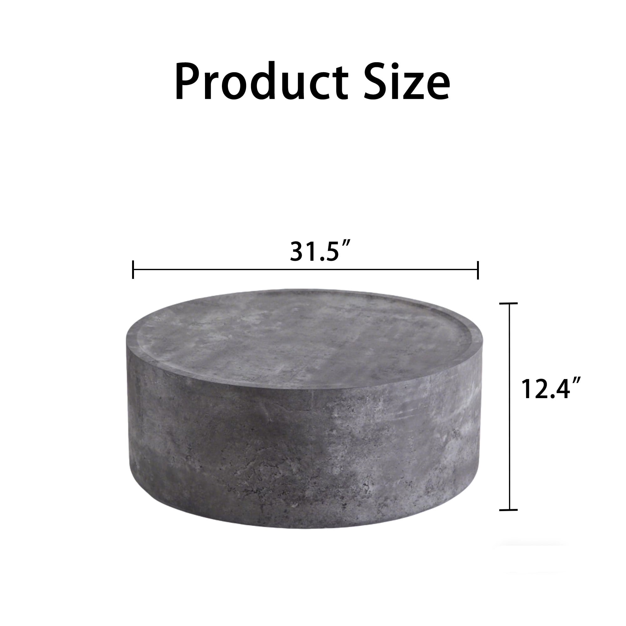 Leumius Round Coffee Table with Faux Concrete Finish, Modern Drum Circle Coffee Table for Living Room Bedroom, No Need Assembly Gray 2