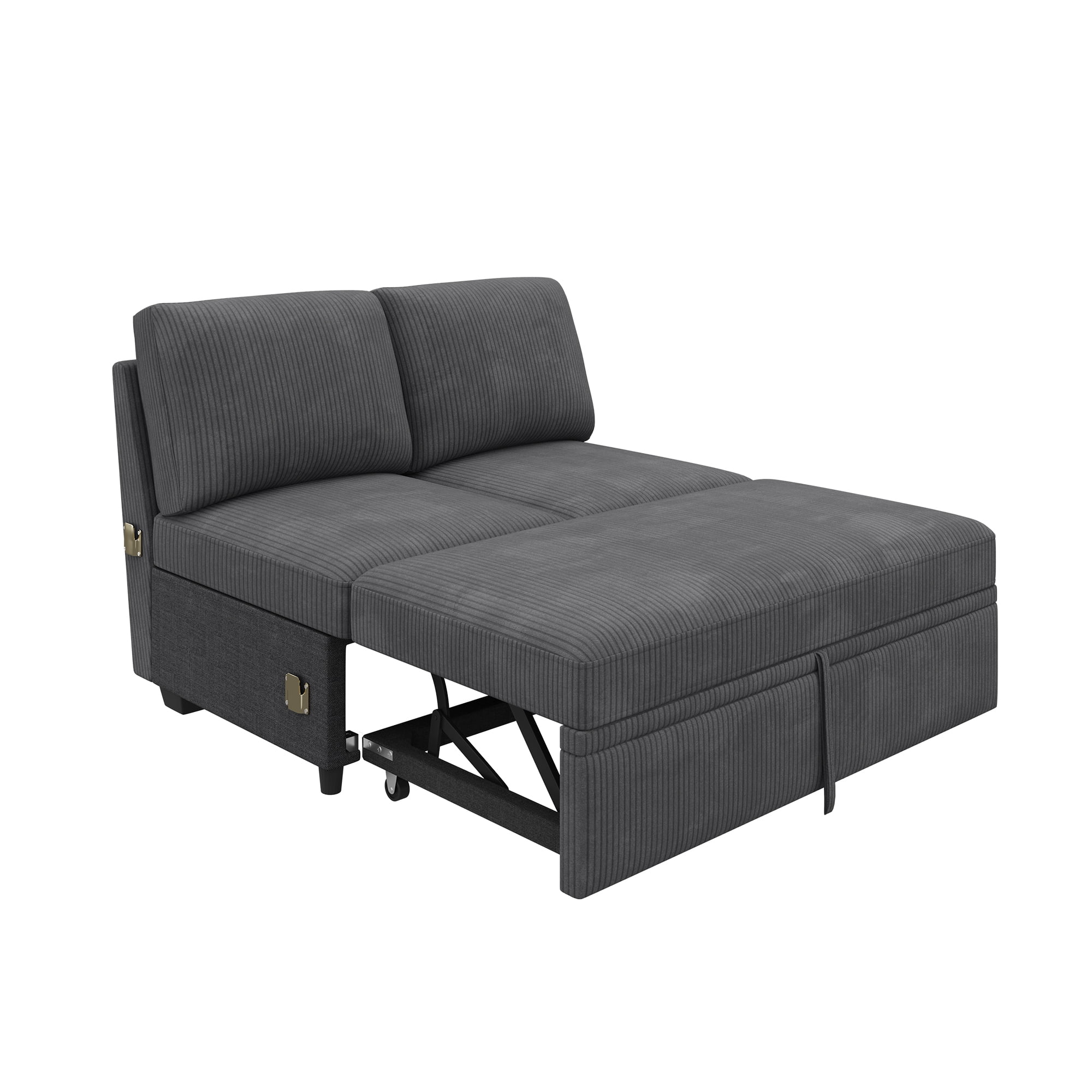 HONBAY Pull-Out Bed Module for Modular Sectional Sleeper Sofa, Corduroy Gray