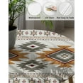 thumbnail image 3 of Fitted Round Tablecloths Table Covers 36-44in,Bohemian Southwest Ethnic Art Waterproof Elastic Edged Table Cloth for Kitchen Dining Holiday Party Tables Decor,Retro Abstract Geometric Art, 3 of 6