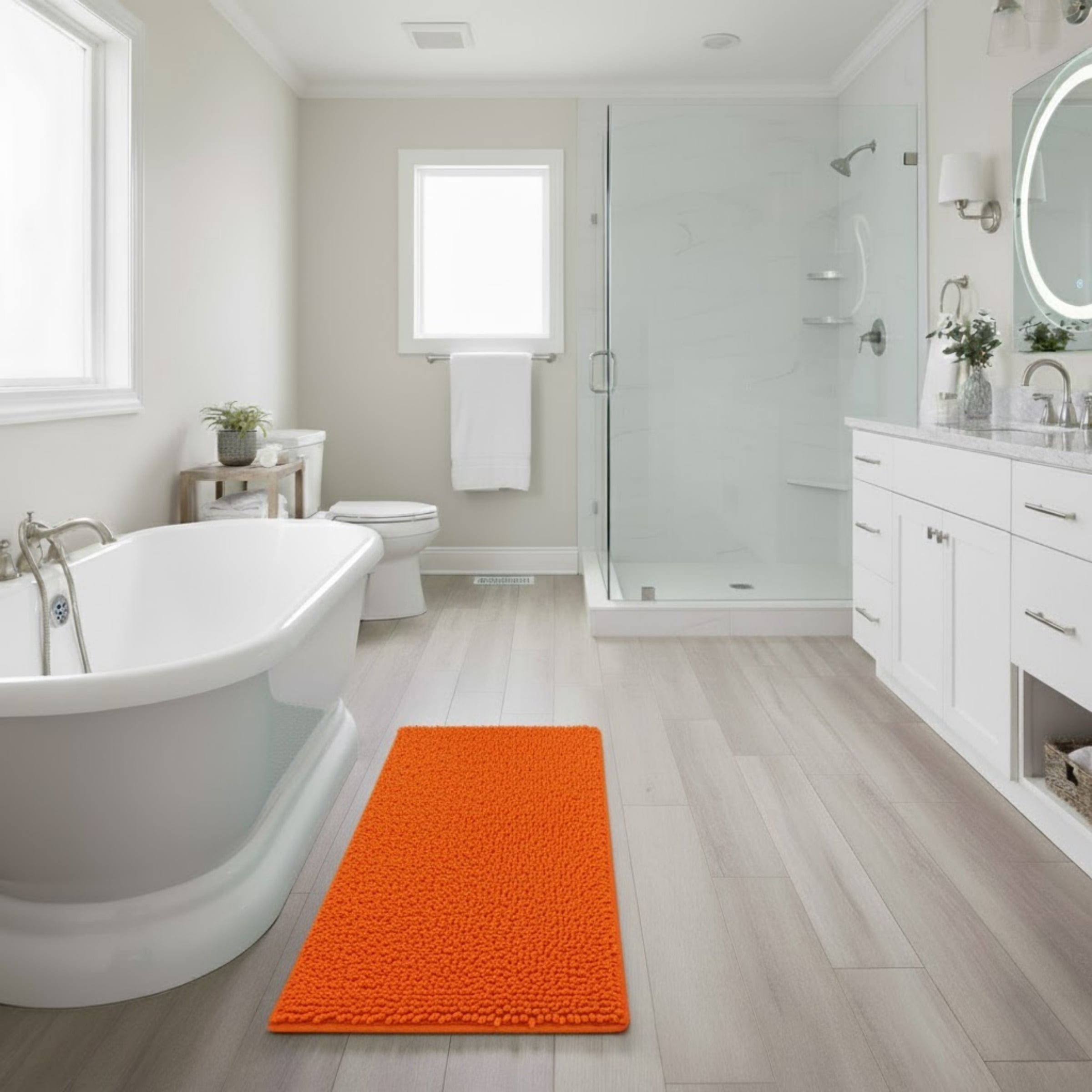 Somerset Home 58" x 24" Non-Slip Shag Memory Foam Bath Mat (Orange)