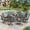 Black-Taupe, variant on Vicllax 5-Pcs Round Outdoor Patio Dining Set Table and Chair Modern Style Metal, with Umbrella Hole