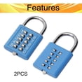 thumbnail image 4 of HUGFEGWE 10 Digit Combination Padlock Push Button Digital Lock for Suitcase Luggage Drawer Door Toolbox,Fixed Gym Cabinet Door Toolbox Padlock Gym Sports School and Employee Lock,Blue 2PCS UA824-6877, 4 of 8