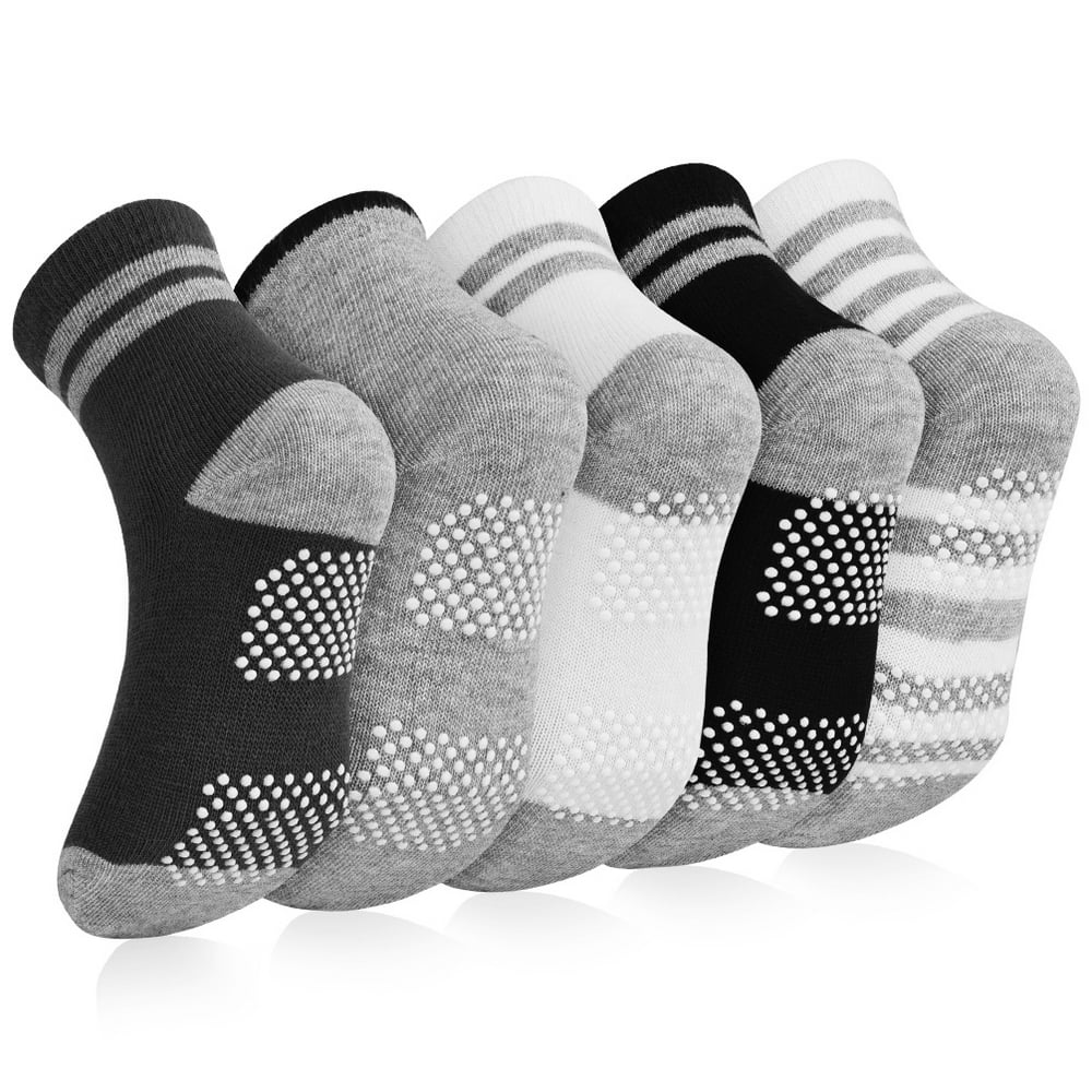 Kids Non Slip Skid Socks Grips Sticky Slippery Cotton Crew Socks For 0 ...