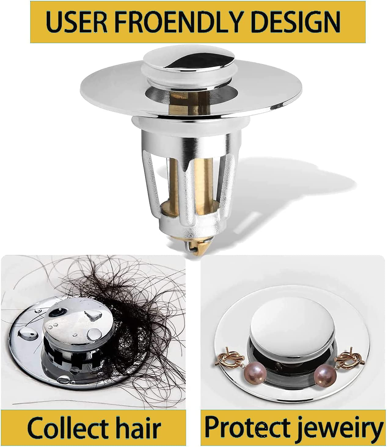Stainless Steel Bathroom Pop-Up Drain Filter Hair Catcher Sink Straine –  USA Gadget Store