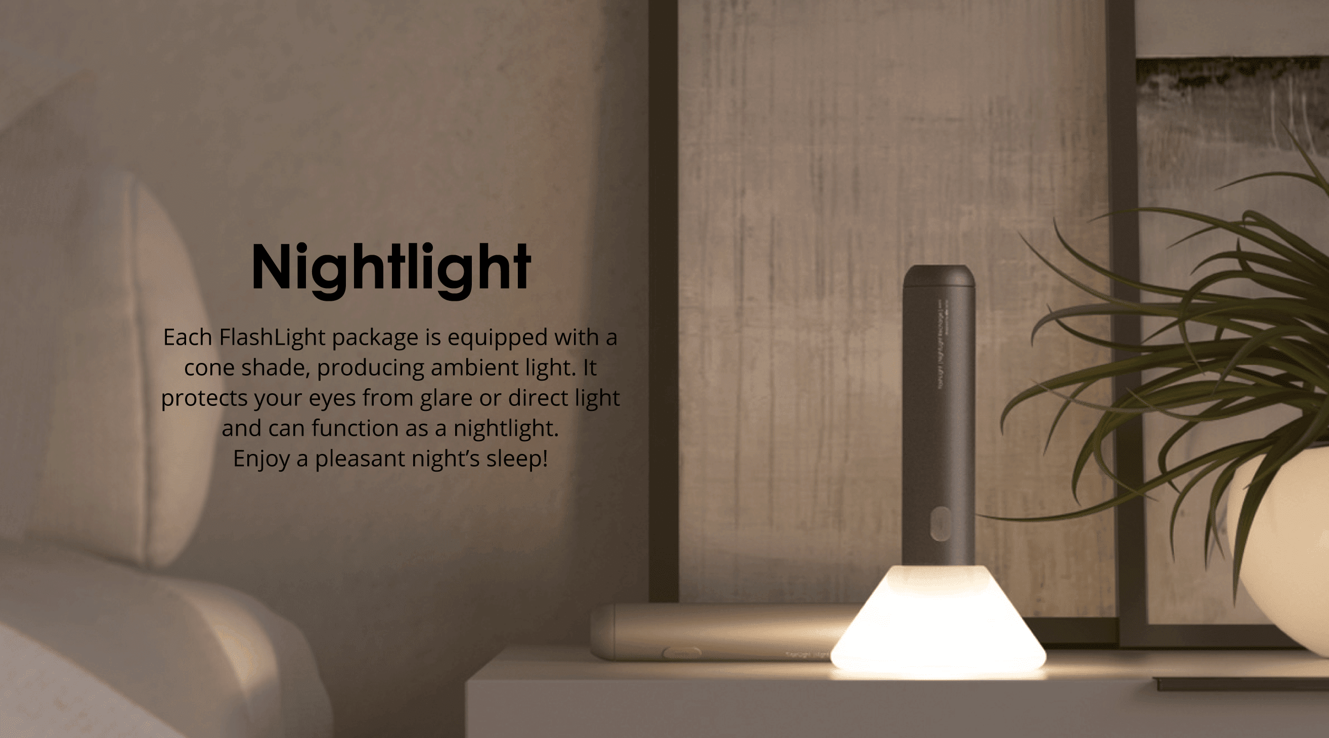 DesignNest Flashlight Nightlight LED Dimmable Night Lights, Gray