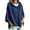 Navy, variant on Hoodies for Women Drawstring 3/4 Sleeve Denim Loose Hooded Sports Sweatshirt,Blue,XXL