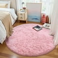 thumbnail image 2 of Buganda Fluffy Area Rugs, Round Area Rug for Living Room, Soft Decorative Carpet for Indoor Home, 4'x4', Pink, 2 of 7