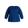 thumbnail image 5 of Terra & Sky Women's Plus Size Double Blouson Top with 3/4-Length Sleeves, Sizes 0X-5X, 5 of 5